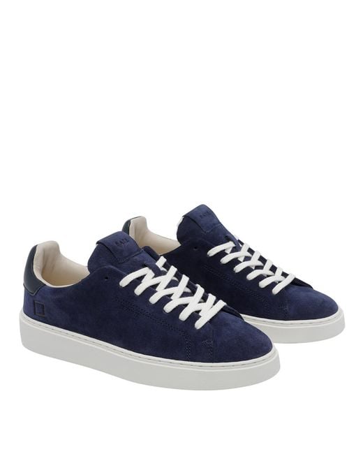 Date Blue Sneakers Suede Leather/Rubber Sole for men