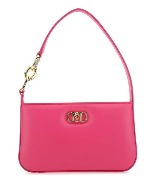 MCM Pink Mini Nappa Leather Shoulder Handbag With Golden Hardware