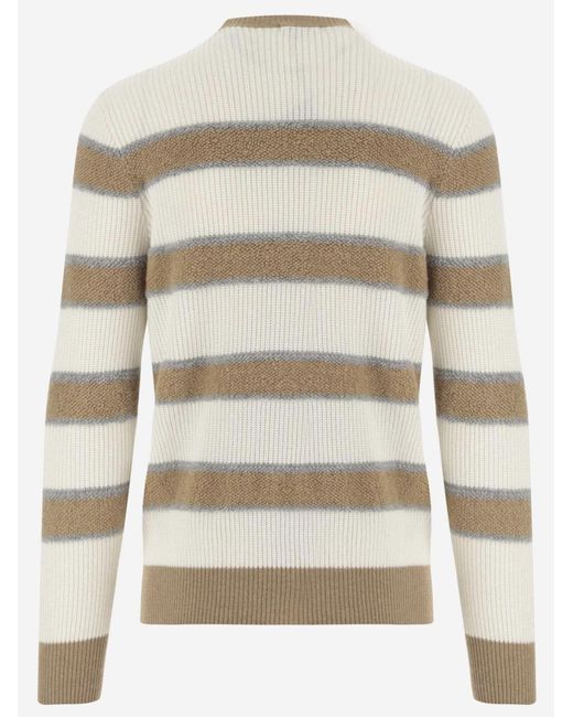 Malo Natural Cashmere Sweater With Striped Pattern for men