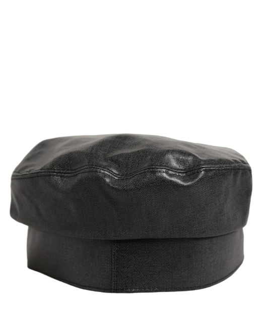 Dolce & Gabbana Black Cotton Dg Chain Baker Boy Capello Hat