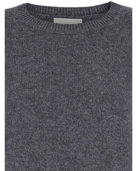 Lisa Yang Gray Sweater U-Neck Cashmere Knitted Tops