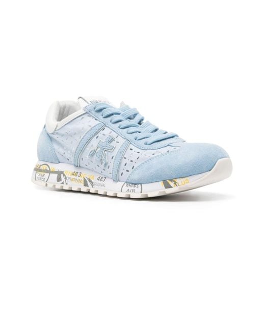Premiata Blue Light Nylon And Suede Lucy Sneakers