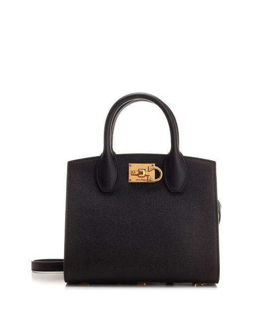 Ferragamo Black The Studio Box Mini Handbag