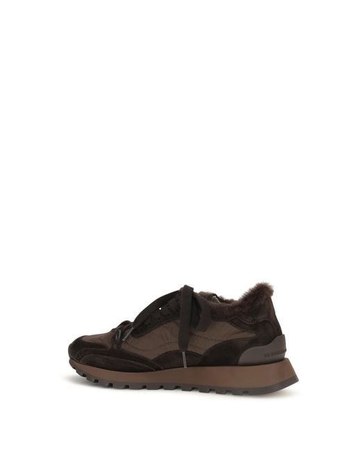 Brunello Cucinelli Black Calf Leather Sneakers Trainers