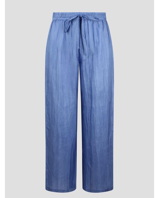 THE ROSE IBIZA Blue Silk Trousers