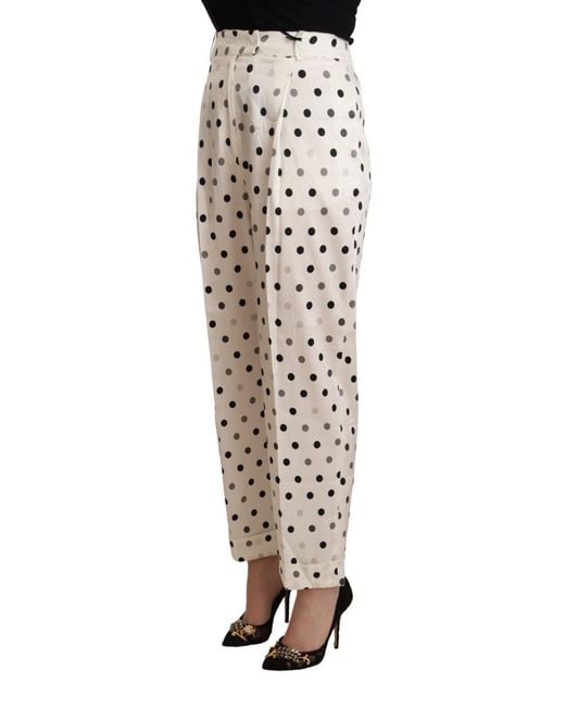Ermanno Scervino White Chic High Waist Polka Dotted Tapered Pants
