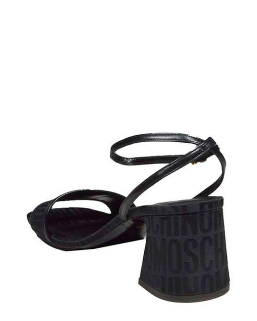 Moschino Black Logo-jacquard Square Toe Sandals