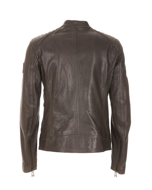 Belstaff Leather Racer 2.0 Jacket in Grey (Gray) for Men | Lyst