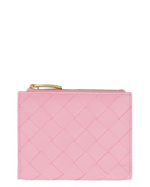 Bottega Veneta Pink Intrecciato Bi-fold Wallet