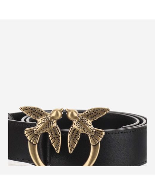 Pinko Black Leather Belt With Logo