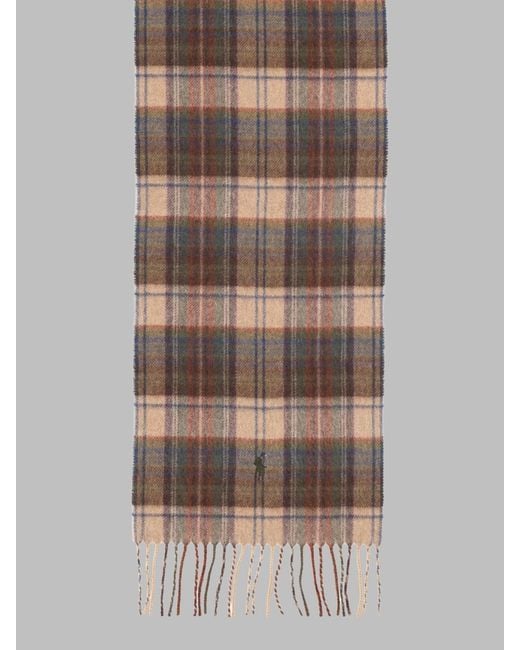 Polo Ralph Lauren White Fringed Wool Blend Scarf for men