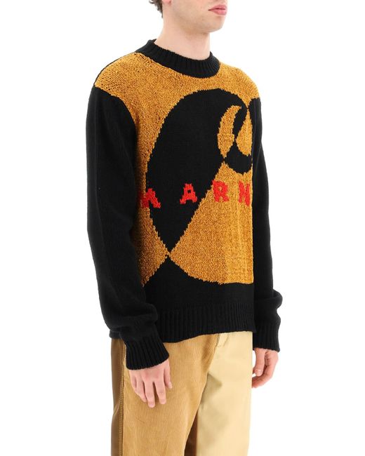 Marni Black Pullover With Inlaid Logo for men