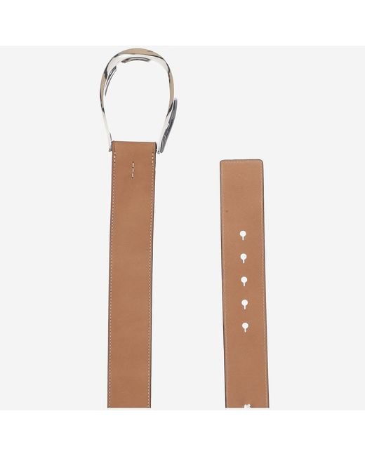 Polo Ralph Lauren White Leather Belt With Maxi Buckle Cow