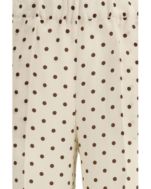 P.A.R.O.S.H. White Polka-Dot Pants Silk