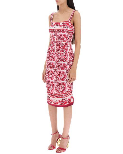 Dolce & Gabbana Red Majolica Print Silk Mini Dress