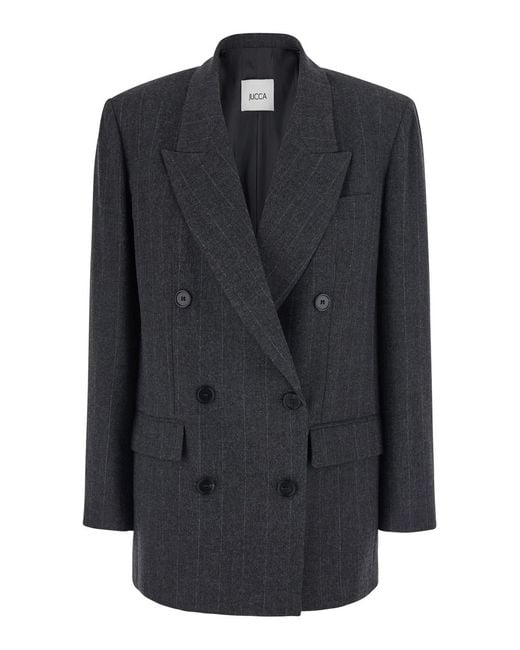 Jucca Black Double-Breasted Blazer Prince Of Wales Wool Blend Blazers