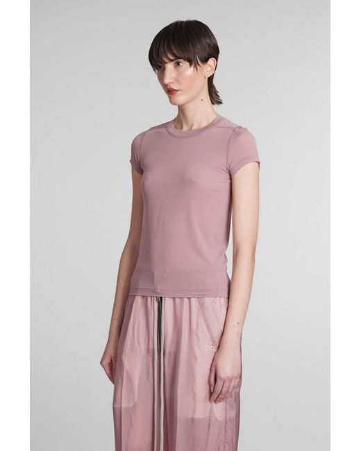 Rick Owens Cropped Level T T-shirt In Rose-pink Polyamide Polyester
