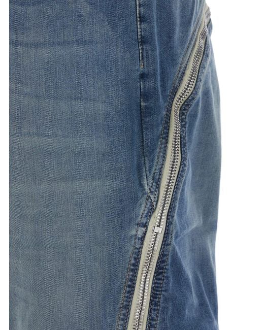 Rick Owens Men's Blue 'Bolan Banana' Jeans With Front Slits With Zip