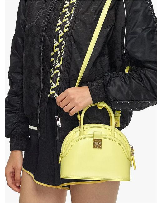 MCM Yellow Anna Logo Plaque Tote Bag