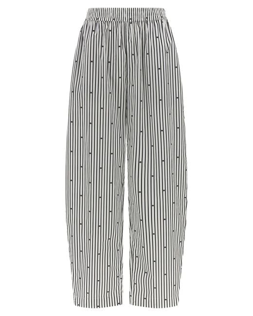 ROTATE BIRGER CHRISTENSEN Gray 'Poplin Tapered Striped' Pants