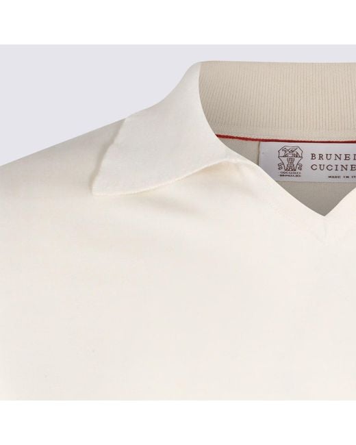 Brunello Cucinelli Natural Cotton Polo Shirt for men