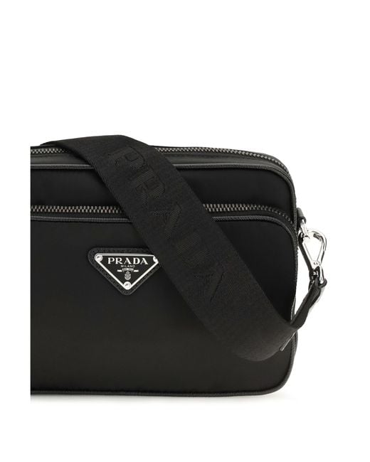 Prada Black Bandoliera Recycled Polyamide Shoulder Bags for men