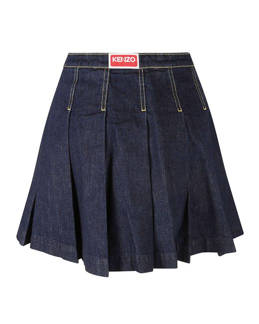KENZO Blue Solid Fit & Flare Skirt