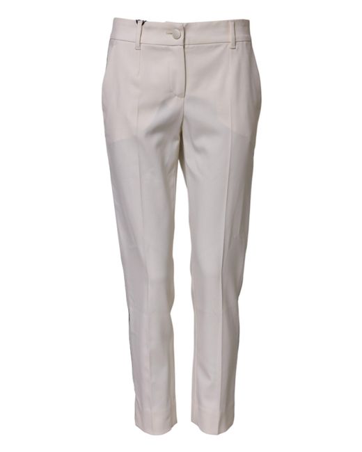 Dolce & Gabbana Gray Wool Mid Waist Tapered Trouser Pants Virgin Elastane