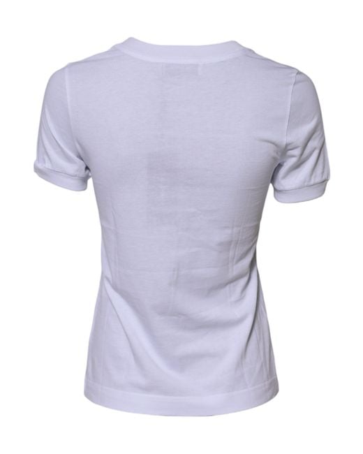 Dolce & Gabbana Blue Cotton Dg Logo Embroidery Top T-Shirt