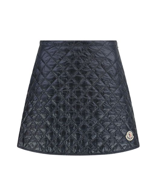 Moncler Blue Quilted Nylon Skirt Polyamide; Polyester