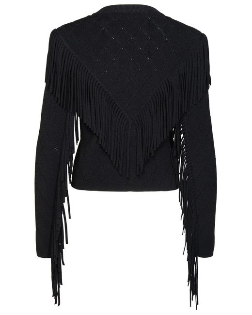 Balmain Black Fringed Cardigan