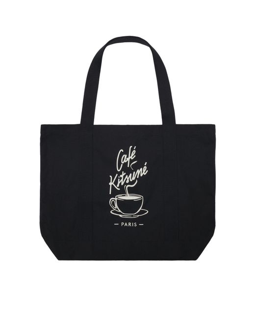 Maison Kitsuné Black Cafe Kitsune Coffee Cup Tote Bag