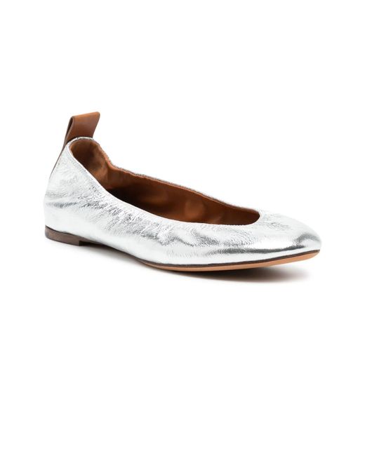 Lanvin Metallic Leather Ballerina Shoes