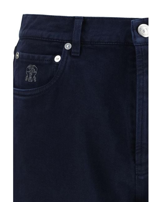 Brunello Cucinelli Blue Garment-Dyed Denim Pants Cotton Jean for men