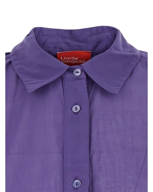 ..,merci Purple Long Shirt C400Violet With Collar Viscose For And Blouses