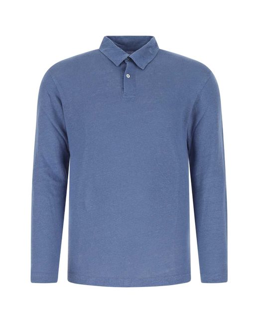 Hartford Light-blue Linen Polo Shirt for men