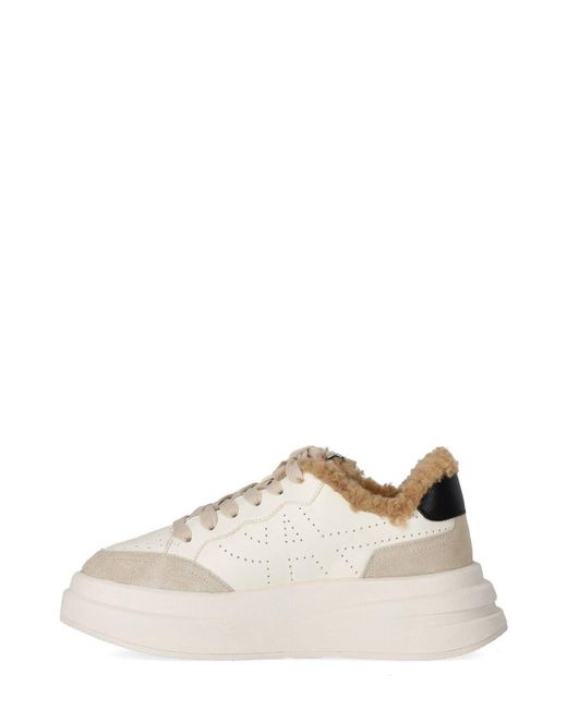 Ash Natural Impulsfur Platform Lace-Up Sneakers