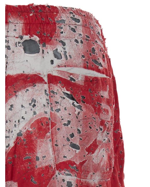 DIESEL Red And Shorts With Logo Print for men