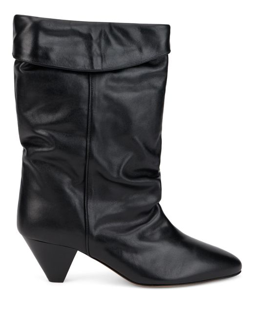 Isabel Marant Black Ankle Boots Cone Heel Calfskin