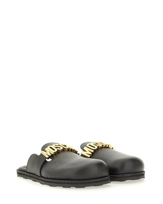 Moschino Green Leather Sabot Flats