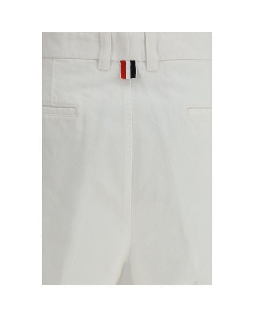 Thom Browne Gray White Polyester Bermuda Shorts for men