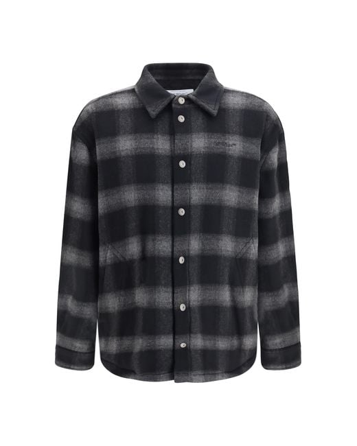Off-White c/o Virgil Abloh Black Padded Flannel Jacket Coat for men