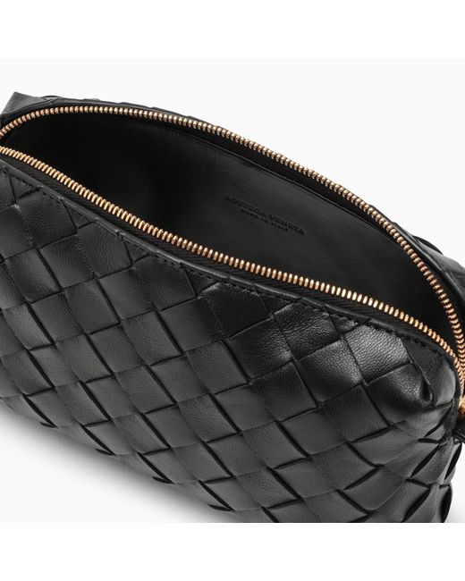 Bottega Veneta Black Mini Crossbody Bag In Woven Leather