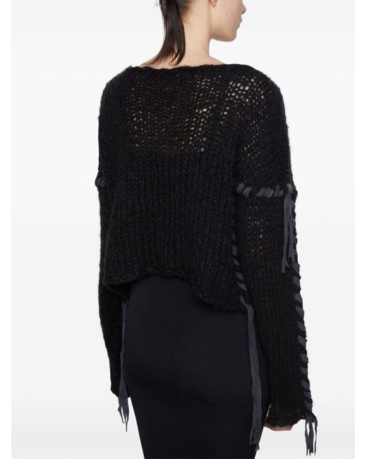 Acne Black Wool Blend Crewneck Sweater
