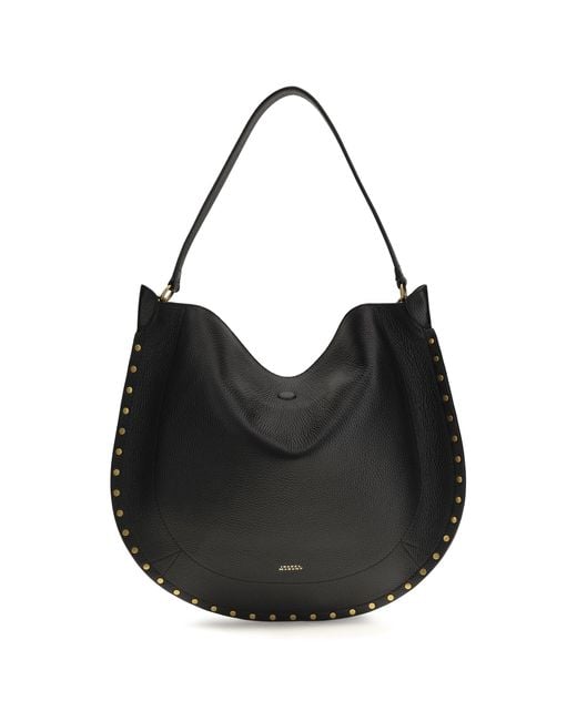 Isabel Marant Black Hobo Shoulder Bag Oskan Calfskin Calf Leather