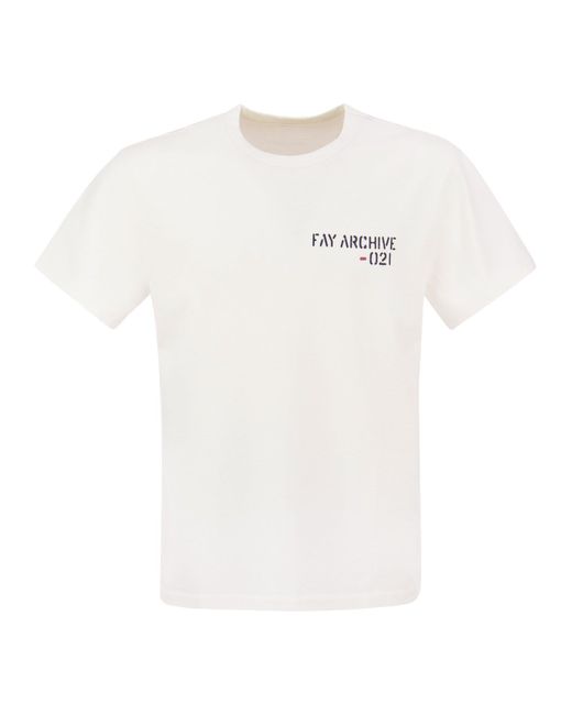 Fay White Logo Print T-shirt for men