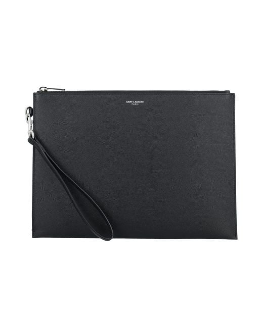 Saint Laurent Black Zip Tablet Pouch for men