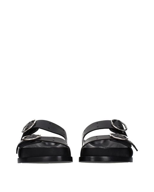 Jil Sander Black Leather Slippers