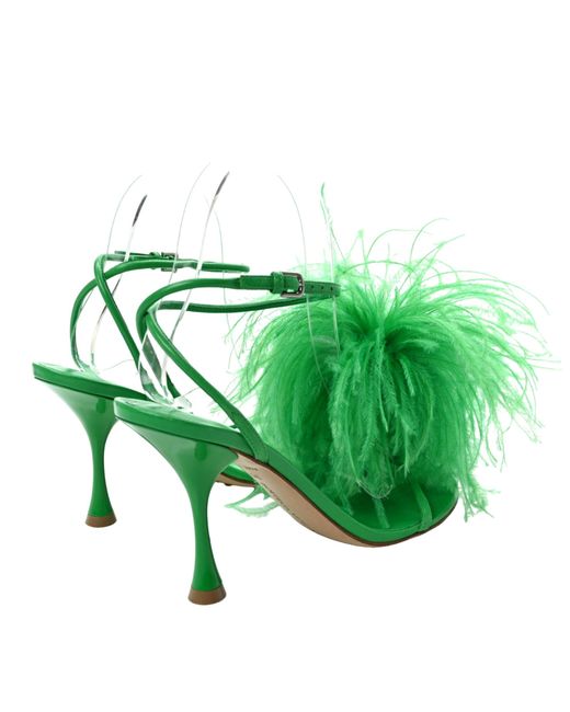 Bottega Veneta Green Feather Dot Sandals