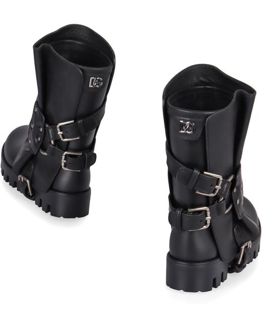 Dolce & Gabbana Black Rubber And Leather Boots